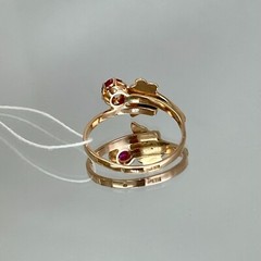 USSR Vintage Original Rose Gold Ruby (lab. made) Ring 583 14K 3.05 g. 9 1/2 US