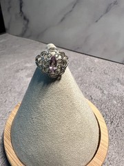 Vintage Amethyst Filigree Sterling Ring – 6
