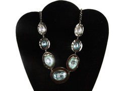 23″ Vintage Silver Tone, Faceted Aquamarine Segmented Fashion Necklace JWL-860