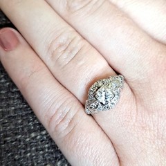Lab Created Diamond Cluster Antique Style Ring Engagement In 14k White Gold FN