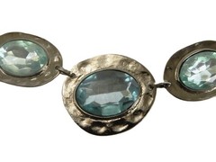 23″ Vintage Silver Tone, Faceted Aquamarine Segmented Fashion Necklace JWL-860