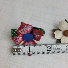 Leather Flower Brooches From Canada Dogwood Wildflower Lot of 2