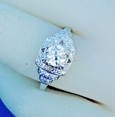 Original EARTH MINED DIAMOND Deco Engagement Ring Vintage PLATINUM Solitaire S 6