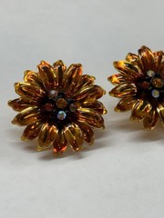 JOAN RIVERS SUNFLOWER EARRINGS, FLOWERS COLLECTION, Clip Earrings, SIGNED