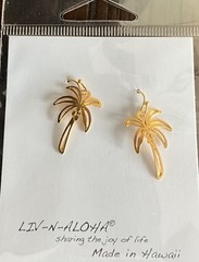 Vintage Liv-N-Aloha 18K Gold Dipped Brass Coconut Tree Earrings