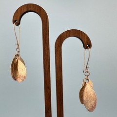 Vintage Sterling Silver Dangle Earrings Oval Disc Modernist Pierced French Wire