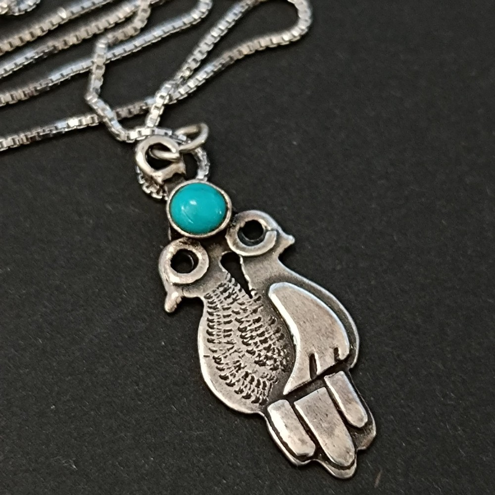 VTG Artisan Silver Two Birds Pendant Necklace Boho Spiritual Vintage Dove 925