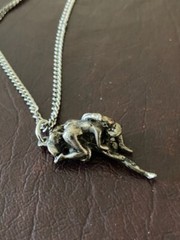 VTG Solid Silver Erotic Kama Sutra Pendant 1.25″w/Continous Chain 34″ (No Clasp)
