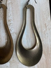 Oversized Sculptural Brass Teardrop Earrings Statement Drip Dangle Huge Vintage