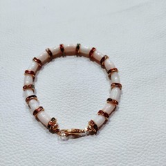 Natural Sea Coral Brass Handmade Bracelet Japanese Coral Gemstone Beads Bracelet