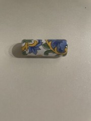 Vintage Italian Ceramic long floral bead white/green/blue/yellow