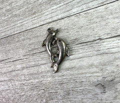 Vintage Unbranded Double Dolphin Pendant Charm Silver Tone Pendant ONLY