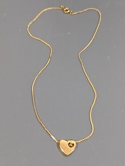 Vintage Faux Topaz Heart Birthstone Choker necklace Gold Tone 15 in