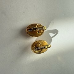 Vintage CROWN TRIFARI 1960s Gold Toned Orange and Ivory Cameo Clip On Earrings