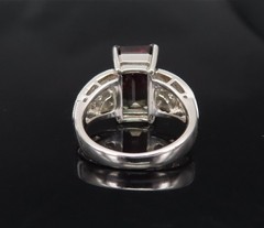 7.16ct Intense Watermelon Tourmaline & 0.15ct Diamond Platinum Ring, Size 7