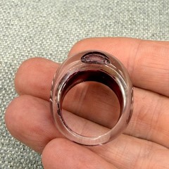 Vintage Ring Burgundy Domed Lucite Painted Flowers Boho Size 7.75