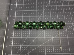 VINTAGE GREEN RHINESTONE BRACELET SAFETY CHAIN CLASP ARTICULATED UNSIGNED