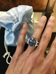 Platinum Natural Unheated 14.24 tcw Sapphire & Diamond Ring, GIA Report
