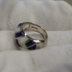 Vintage Sterling Inlaid Stone Ring 6.38 Grams Size 6 1/2