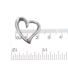 925 Sterling Silver Vintage Open Heart Oxidized Slide Charm Pendant