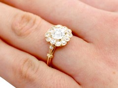 Antique Contemporary 1.69 Ct Old Cut Diamond 18k Rose Gold Cluster Ring Size 6