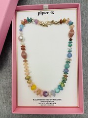 NEW PIPER K Dyed Quartz Reconstituted Turquoise Stones Necklace