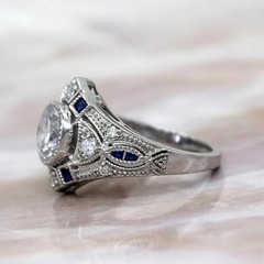 Antique Art Deco 2.30Ct White Diamond Vintage Wedding Ring 14K White Gold Plated