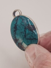 STEPHEN DWECK Vintage Tibetan Turquoise In Sterling Silver Pendant. 2″ Unique