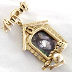 3″ VTG c1980’s DANECRAFT “MY PAL” DOG-THEMED PHOTO FRAME GOLD TONE PEWTER BROOCH