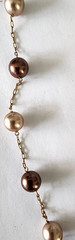 Vintage RMN goldtone chain with 2 tone brown faux pearls beads