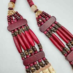 Chico’s Cherry-Colored Bib Necklace Beaded Tribal Boho Tropic Vaca Statement