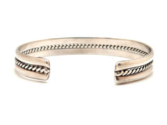 Vintage Sterling Silver Rope Cable Design 10.0 mm Cuff Bracelet, 6.75″, 20.7g