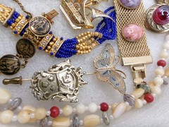 Mixed Lot~Antique & Older Vintage Jewelry~DAMASCENE~CLOISONNE~CZECH~1 925 PIN