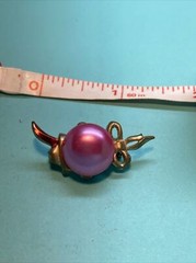 Vintage 1949 Jewelry Pin Button Pink Pearl Uncas Mfg Co Cope 1949 Pat Pend.