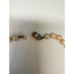 Vintage Faux Pearl Choker Necklace Cream Graduated Beads Gold Tone Clasp 15 In