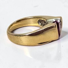 UTC Trillion Cut Lab Red Ruby Stone 18K Gold Plated 925 Sterling Silver Ring 9.5