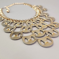 Vintage Waterfall Necklace Gold Tone Book Chain 15.5″