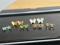 Vintage Butterfly Earrings Filigree Open Pierced Colorful Lot 6 Dainty Small See