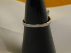 10mm Marquise Cut White Glass Prong Setting on 925 Sterling Vintage Ring Size 7