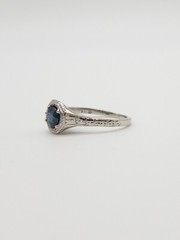 Antique 1920s $3000 1ct Ceylon Blue Sapphire 19k White Gold Filigree Ring