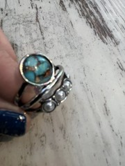 Bohemian Vintage Circular Imitation Turquoise & Moonstone Ring