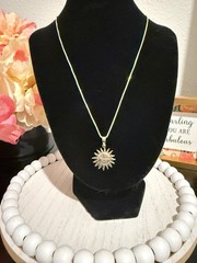 Sterling Silver 925 Sun Face Pendant Necklace Celestial Boho Vintage 18 Inch