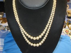 Vintage Graduated no knot Pearl Double Strand 18” Necklace Sterling Silver Clasp