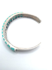 Vintage Sterling Silver Turquoise Southwest Style Channel Set Cuff Bracelet