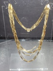 Multi chain links 6 layer Bib Necklace, c.1970-80s gold tone metal vintage