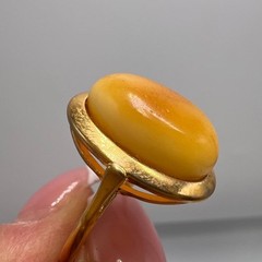 Vintage Women’s Jewelry Ring Gilt Silver 800 Natural Baltic Amber Marked S 8.5