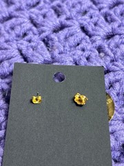 Vintage Textured Goldtone Metal Circles Stud Earrings 1 inches