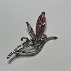 Kirks Folly Fairy Brooch Pink Wings Rhinestone Sparkly NIB