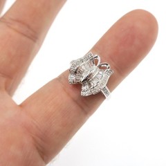 14k Solid White Gold 1/2ct Natural Diamond Butterfly Ring Size 6.75