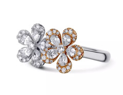 Lab-Created Sparkle White 3.22CT Diamonds Beautiful Double Flower Design Ring